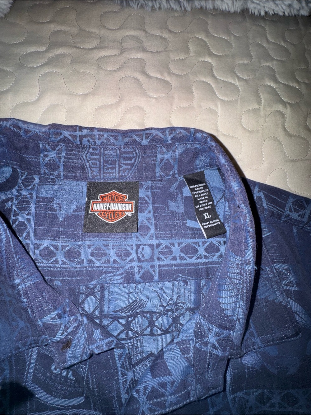 Harley-Davidson Men’s Dark Navy Graphic Button-Down Shirt